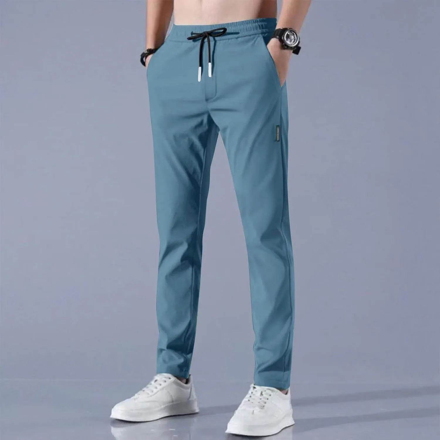Glide Pants Men Breathable Quick Dry Work Pants Stretch Active Elastic Waist Lightweight Hiking Outfits with Pockets