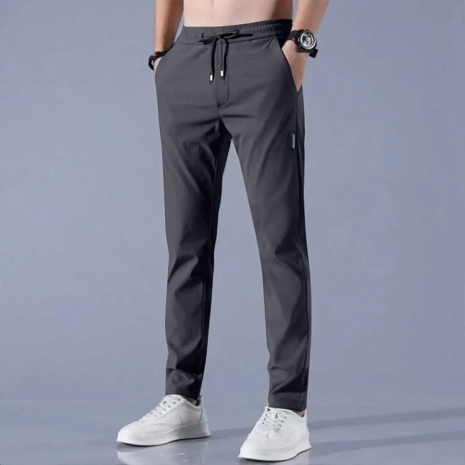 Glide Pants Men Breathable Quick Dry Work Pants Stretch Active Elastic Waist Lightweight Hiking Outfits with Pockets