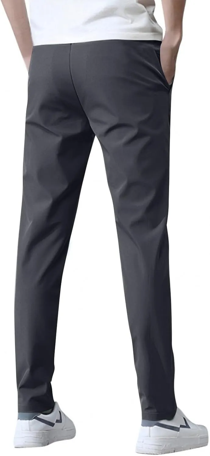 Glide Pants Men Breathable Quick Dry Work Pants Stretch Active Elastic Waist Lightweight Hiking Outfits with Pockets