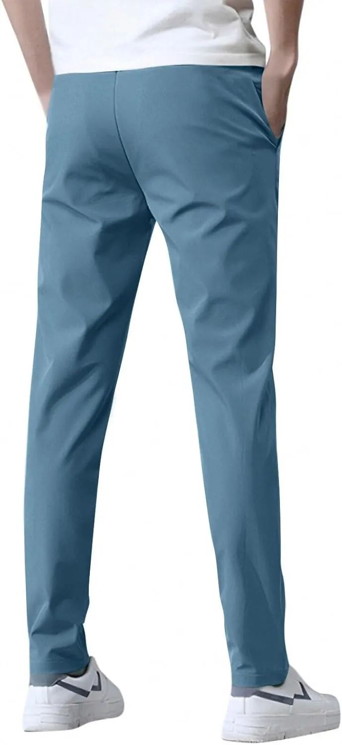 Glide Pants Men Breathable Quick Dry Work Pants Stretch Active Elastic Waist Lightweight Hiking Outfits with Pockets