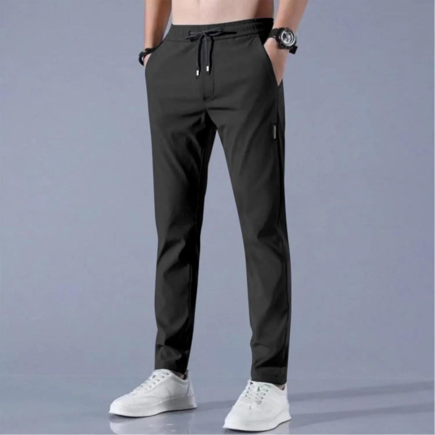 Glide Pants Men Breathable Quick Dry Work Pants Stretch Lightweight Elastic Waist Drawstring Active Hiking Pant