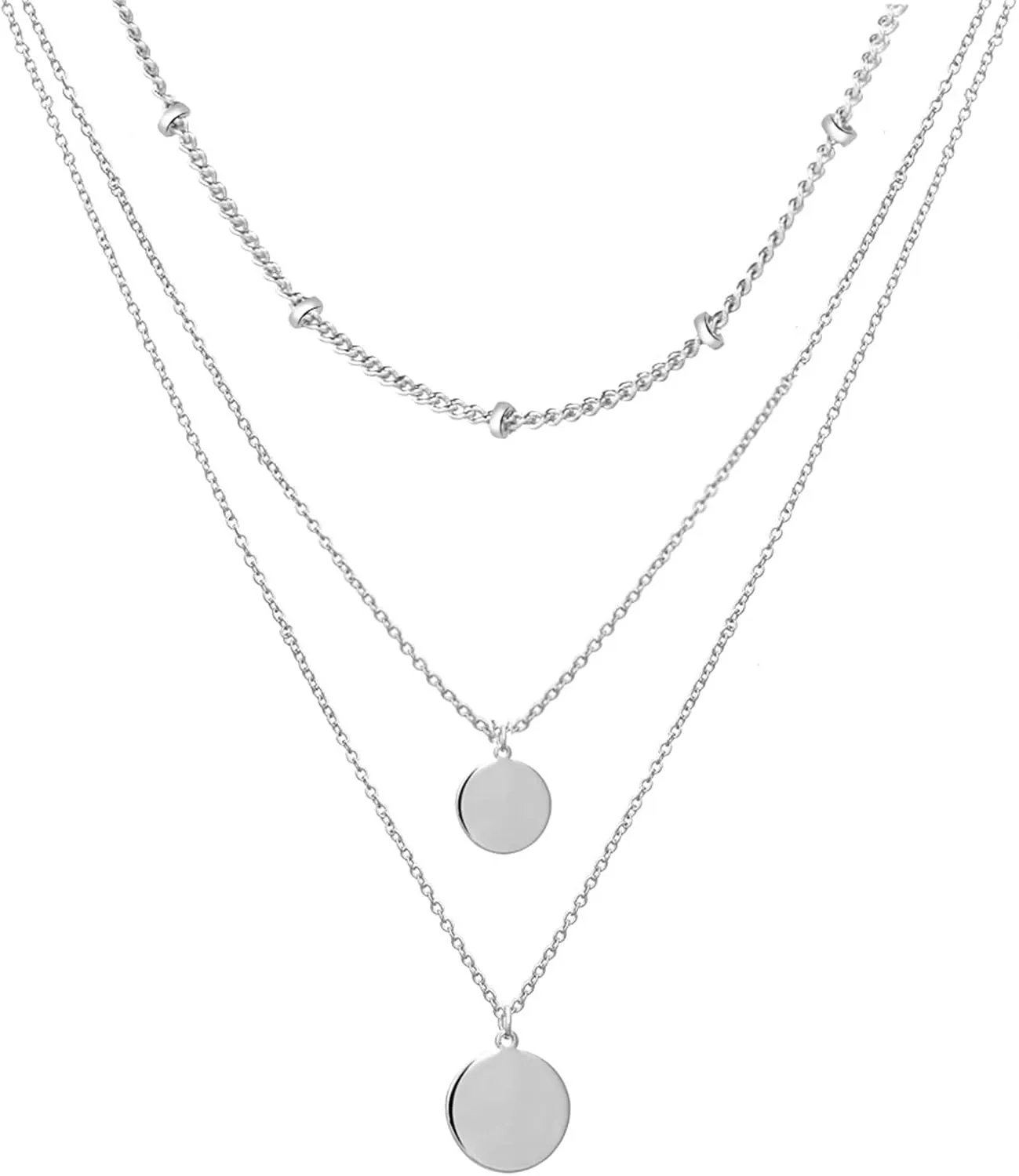 Gold chain For Men For Women 3 For Women Layered Jewelry Girls Choker Disc Necklaces Necklace Layered Dainty