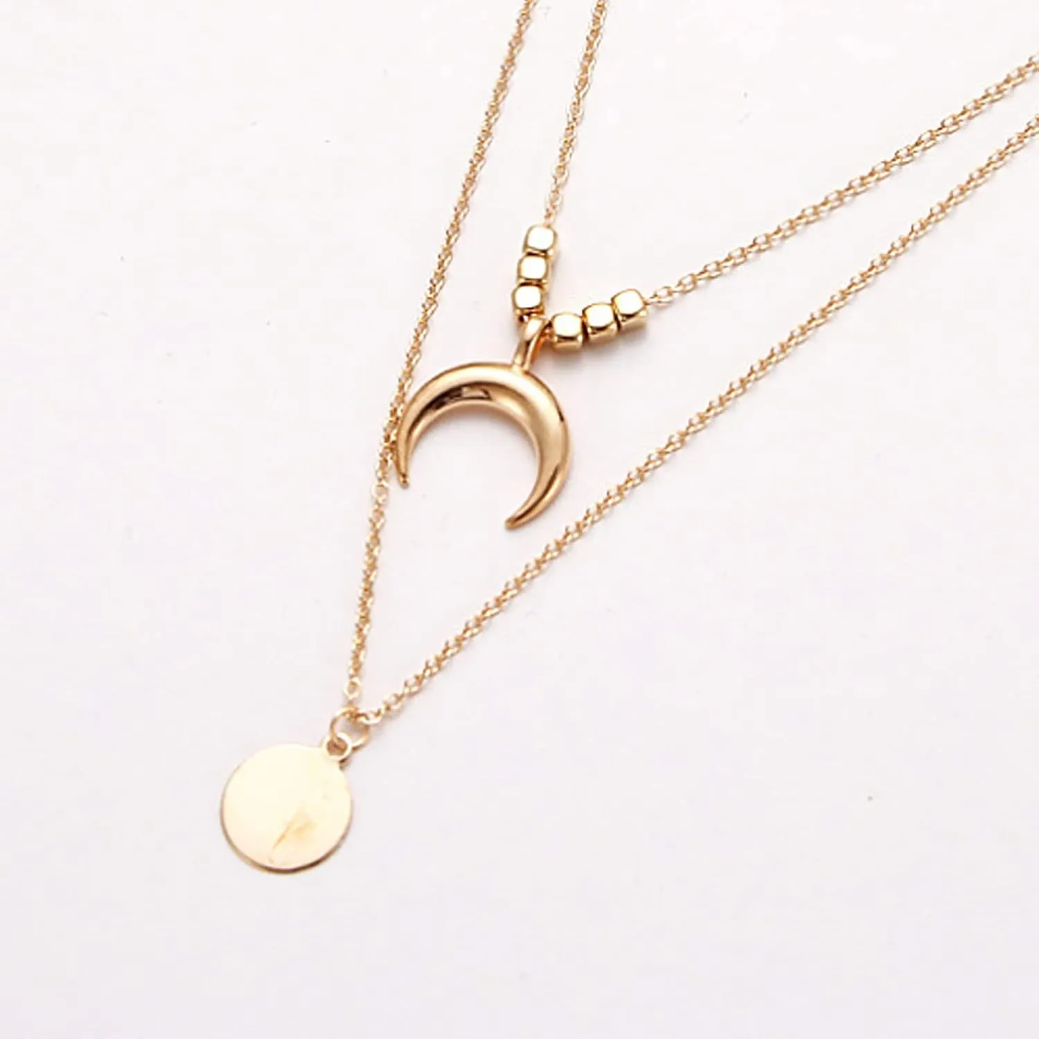 Gold Necklace For Women Bar Layered Necklace Charm Sequins Necklace Gold Pendant Necklace Fashion Jewelry For