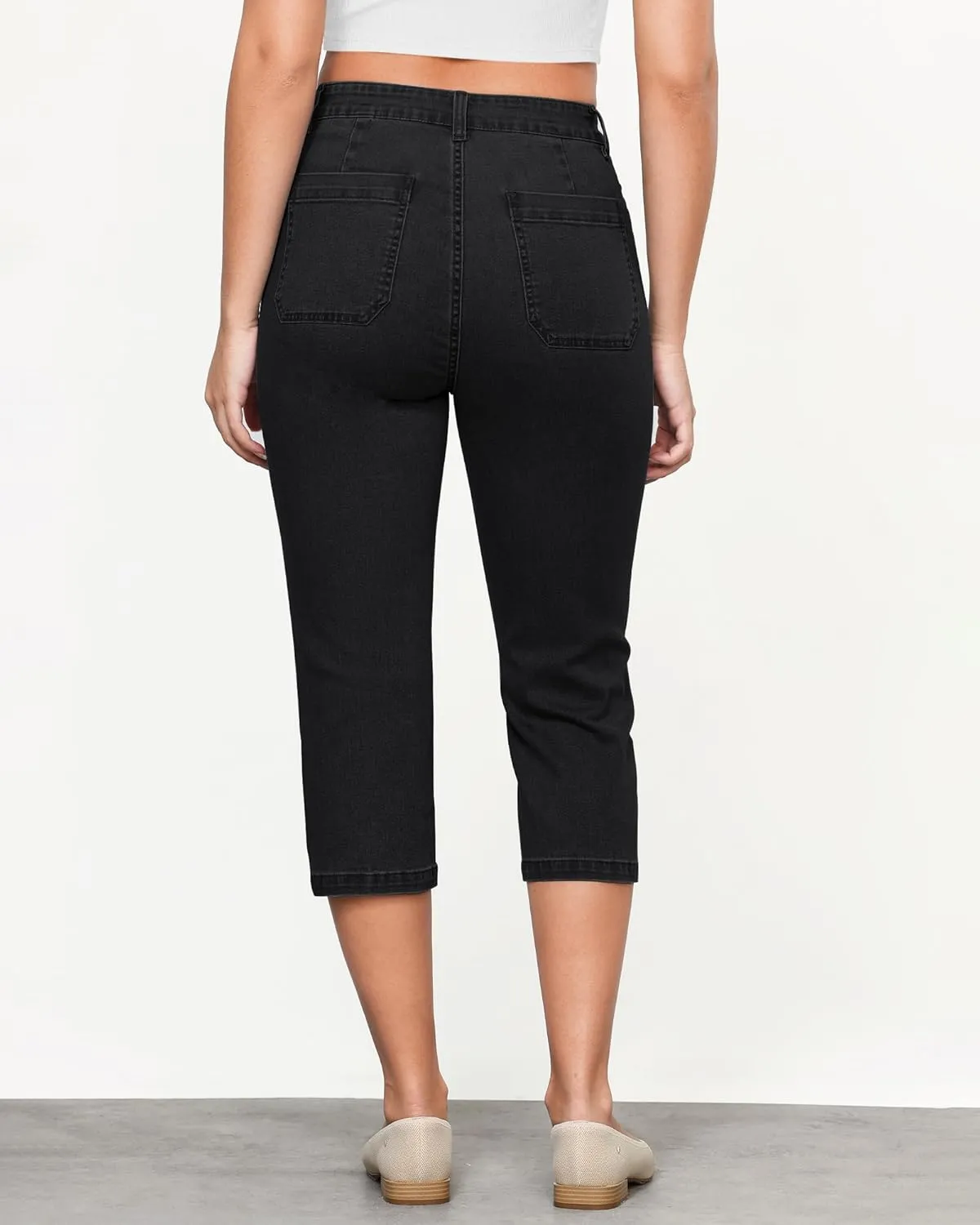 GRAPENT Capri Jeans for Women High Waisted Stretchy Denim Capris Front Seamed Cropped Skinny Slim Fit Jeans with Pockets