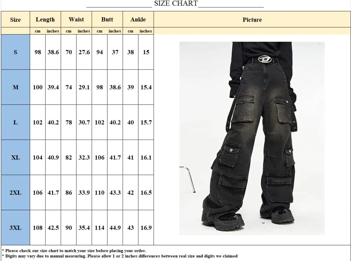 Grunge Jeans Fairy Grunge for Women Men Cyber Cute Baggy Pants High Waist Flair Loose Trousers Bell Pants