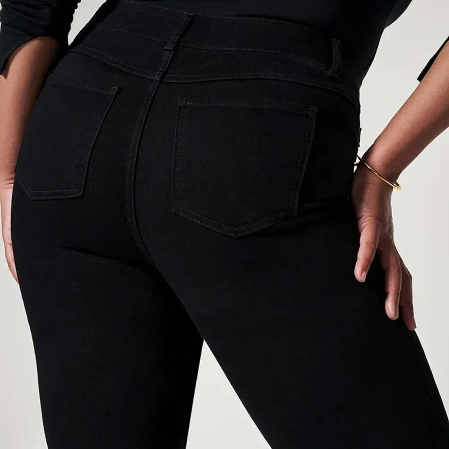 Gumipy Women Seamed Front Wide Leg Jeans Elastic Waist Stretch Denim Flare Jeans High Waisted Baggy Jean Bell Bottom Jeans
