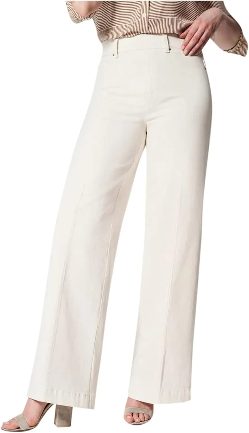 Gumipy Women Seamed Front Wide Leg Jeans Elastic Waist Stretch Denim Flare Jeans High Waisted Baggy Jean Bell Bottom Jeans