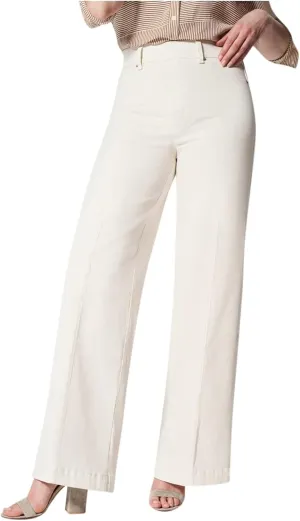 Gumipy Women Seamed Front Wide Leg Jeans Elastic Waist Stretch Denim Flare Jeans High Waisted Baggy Jean Bell Bottom Jeans
