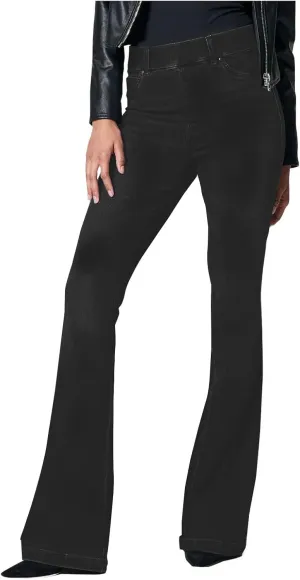 Gumipy Women Seamed Front Wide Leg Jeans Elastic Waist Stretch Denim Flare Jeans High Waisted Baggy Jean Bell Bottom Jeans