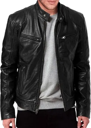 HANDSY Leather Jackets For Men - Leather Motorcycle Jacket Men -leather Biker Jacket Men - Real Leather Jackets For Men