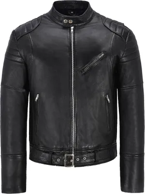HANDSY Leather Jackets For Men - Leather Motorcycle Jacket Men -leather Biker Jacket Men - Real Leather Jackets For Men