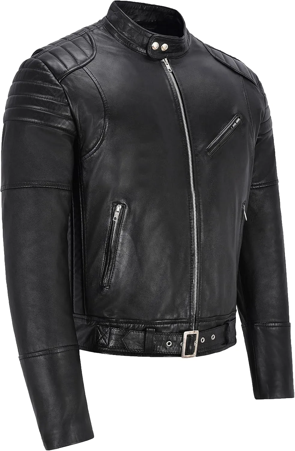HANDSY Leather Jackets For Men - Leather Motorcycle Jacket Men -leather Biker Jacket Men - Real Leather Jackets For Men