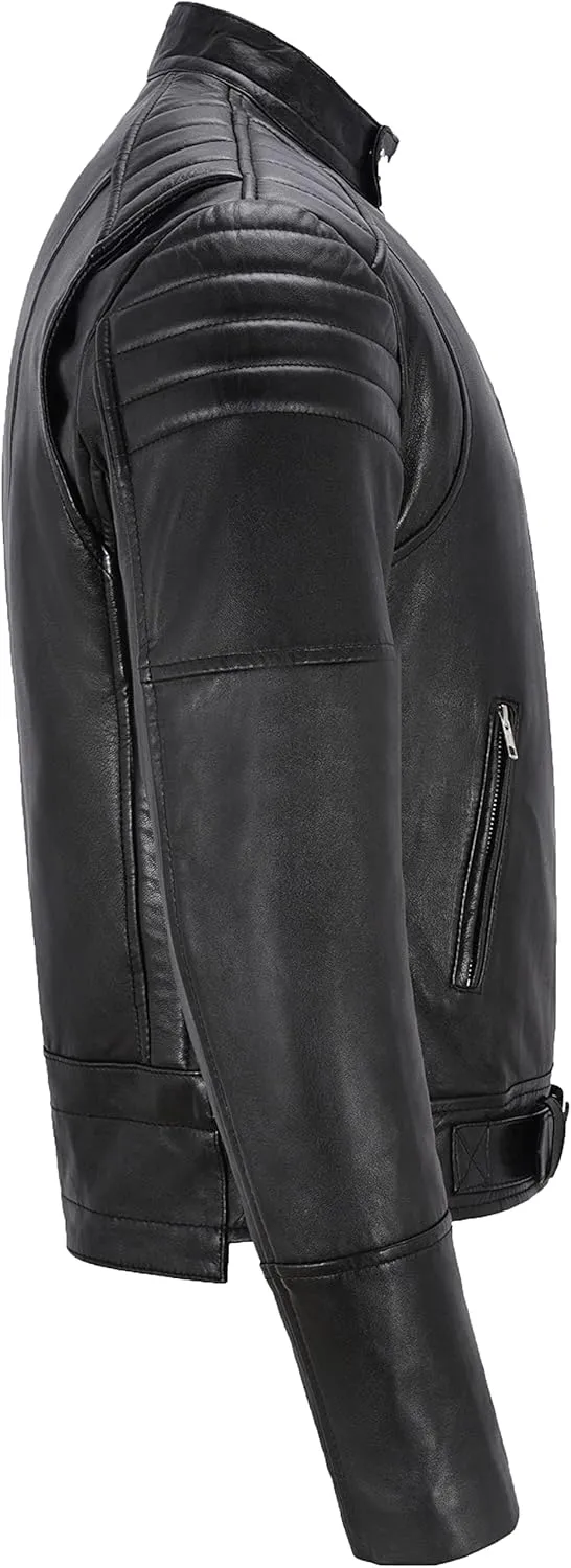 HANDSY Leather Jackets For Men - Leather Motorcycle Jacket Men -leather Biker Jacket Men - Real Leather Jackets For Men