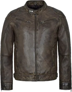 HANDSY Leather Jackets For Men - Leather Motorcycle Jacket Men -leather Biker Jacket Men - Real Leather Jackets For Men
