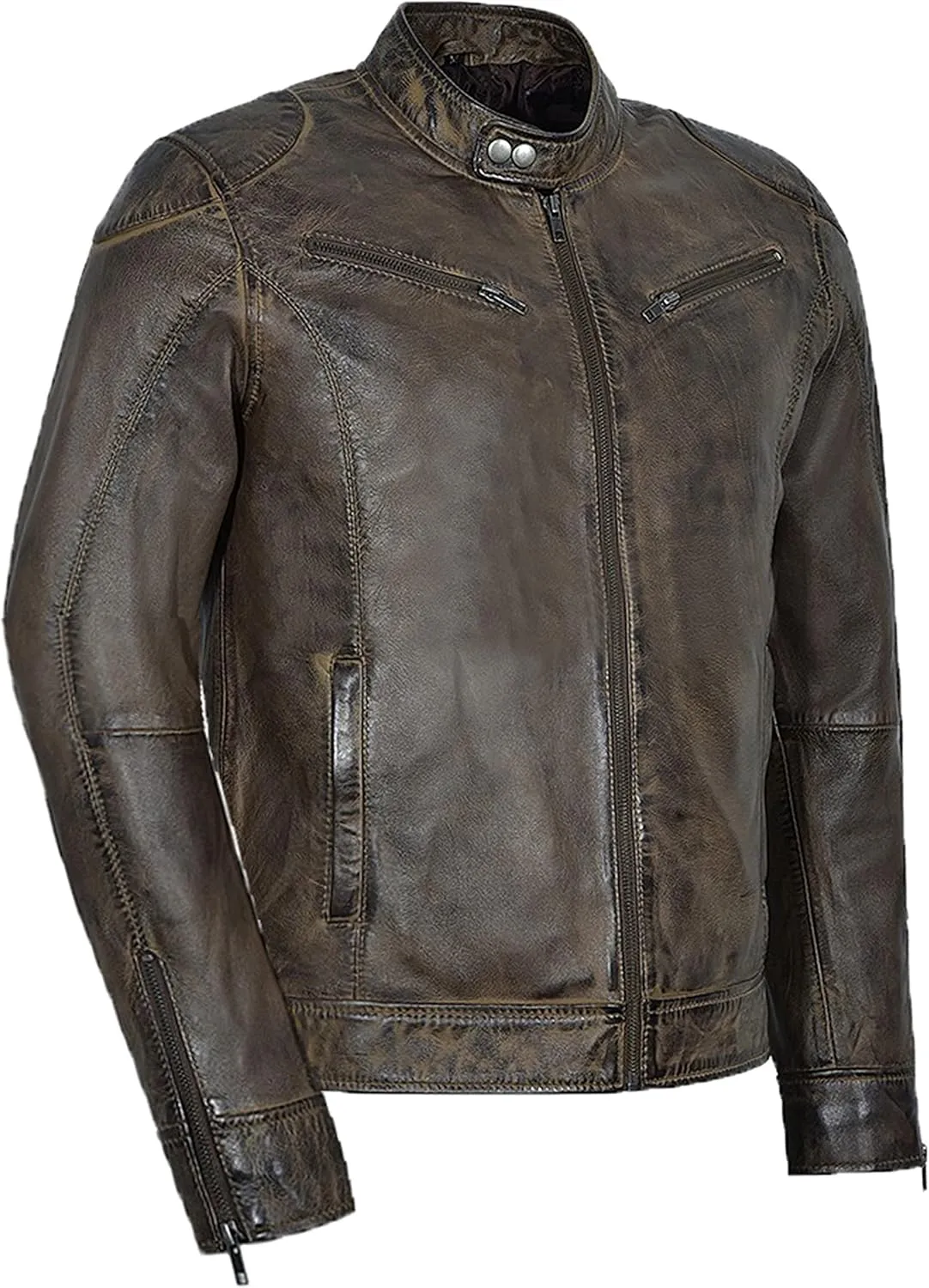 HANDSY Leather Jackets For Men - Leather Motorcycle Jacket Men -leather Biker Jacket Men - Real Leather Jackets For Men