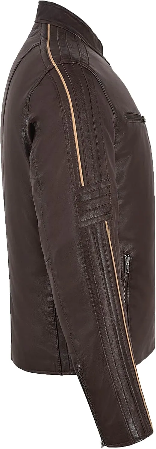 HANDSY Leather Jackets For Men - Leather Motorcycle Jacket Men -leather Biker Jacket Men - Real Leather Jackets For Men