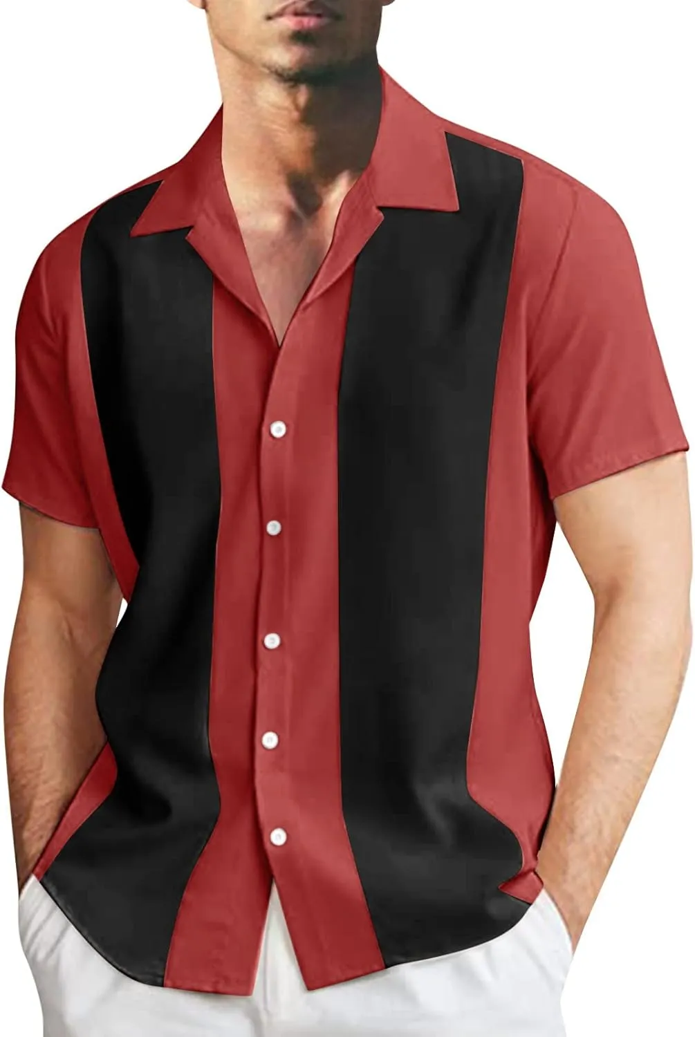 Hawaiian Shirt Men Retro Vintage Guayabera Cuban Shirts Beach Shirts Vacation Striped Cuban Style Camp Shirt Linen Shirts for Men Loose Striped Cuban Shirts Funny Guayabera Beach Shirts