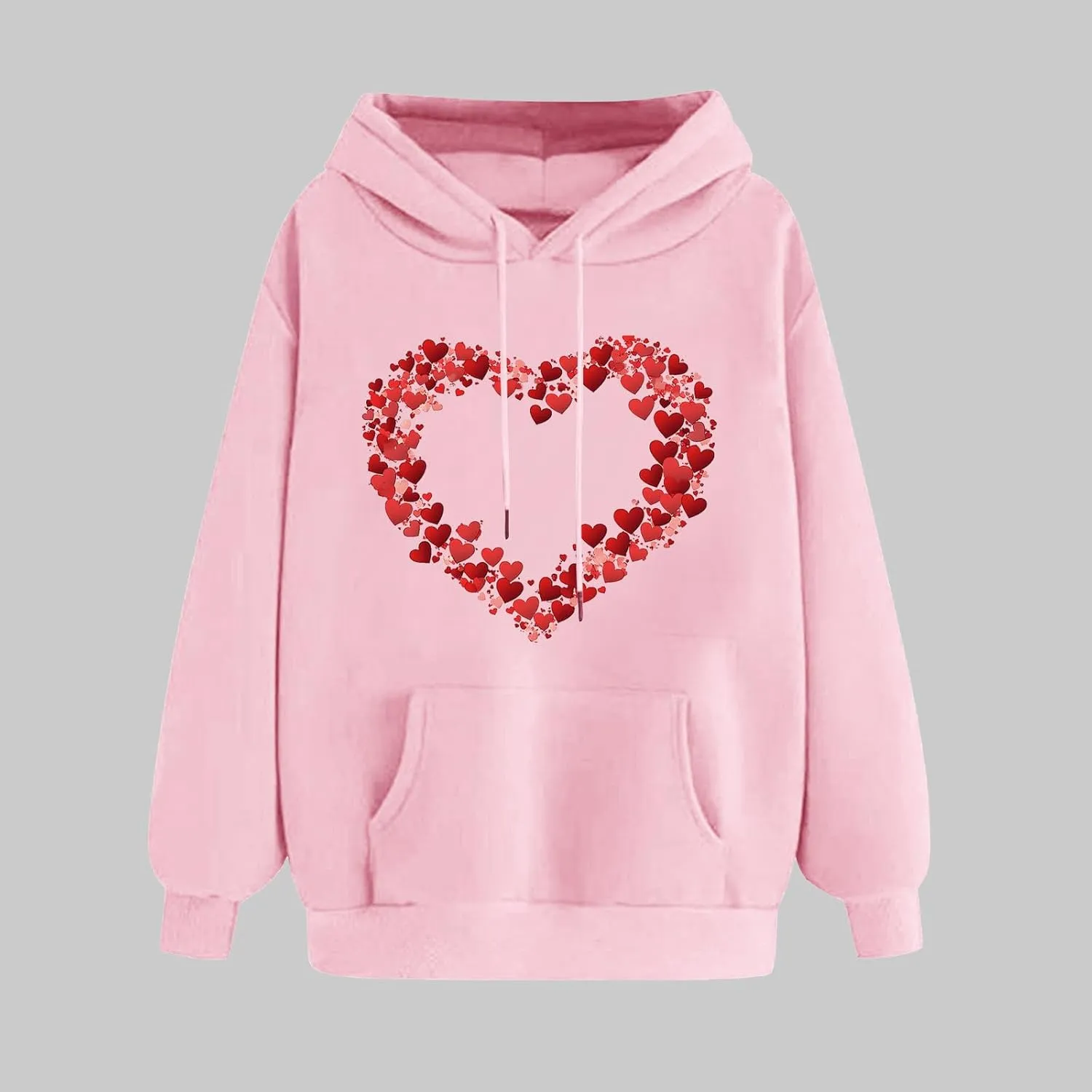 Heart Graphic Hoodies for Women Cute Long Sleeve Valentines Sweatshirts Trendy Comfy Hooded Pullover with Pockets