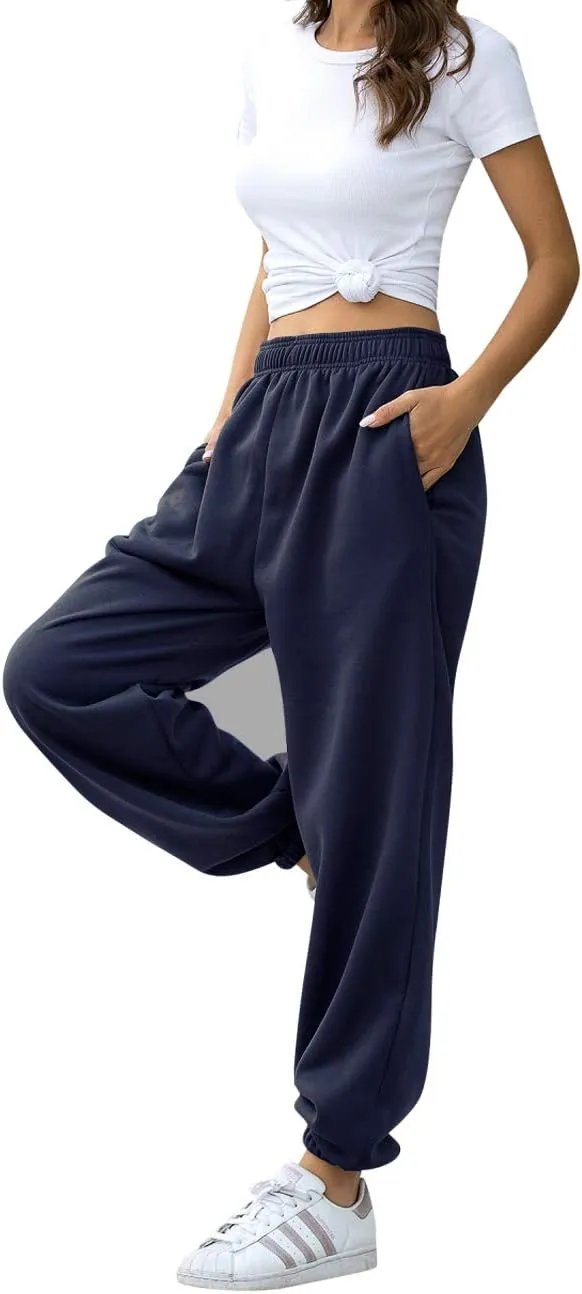 HeSaYep Women's High Waisted Sweatpants Workout Active Joggers Pants Baggy Lounge Bottoms