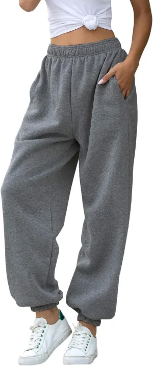HeSaYep Women's High Waisted Sweatpants Workout Active Joggers Pants Baggy Lounge Bottoms