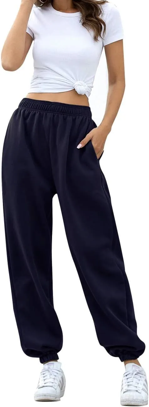 HeSaYep Women's High Waisted Sweatpants Workout Active Joggers Pants Baggy Lounge Bottoms
