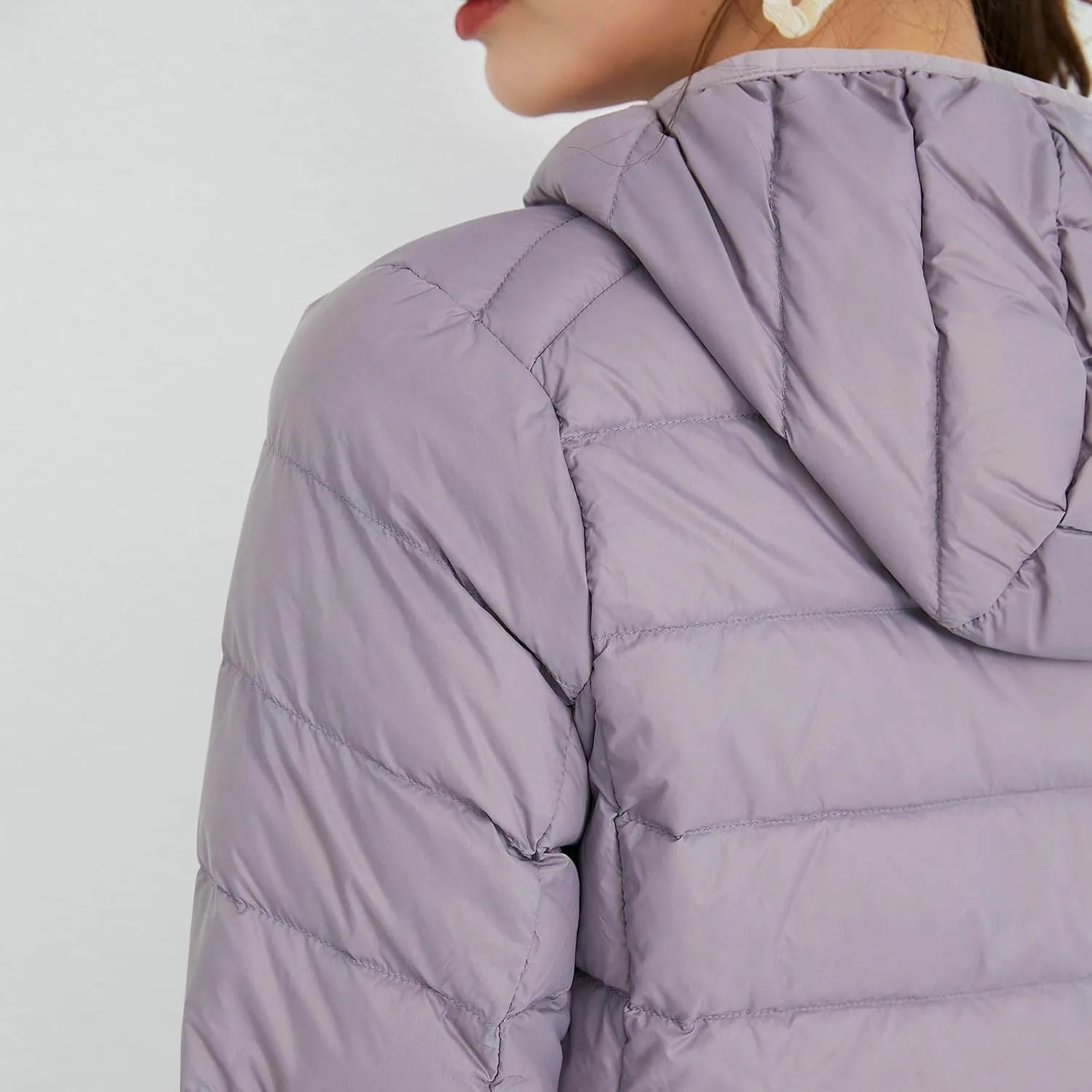 HGps8w Womens Lightweight Packable Hooded Puffer Jacket Casual Zip Up Winter Warm Quilted Padded Down Coats Outwear