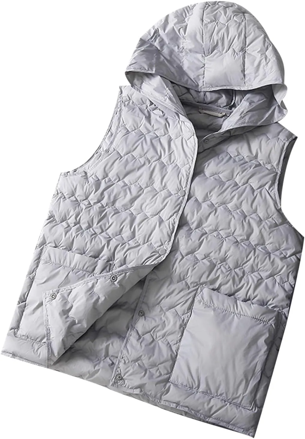 HGps8w Womens Winter Quilted Hooded Puffer Vest Lightweight Padded Gilet Sleeveless Puffy Jackets Down Coats with Pockets