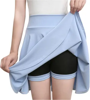 High Waisted Skirts for Women A Line Flare Skirt with Shorts Flowy Dance Skirt Vintage Swing Skirt Pleated Skorts