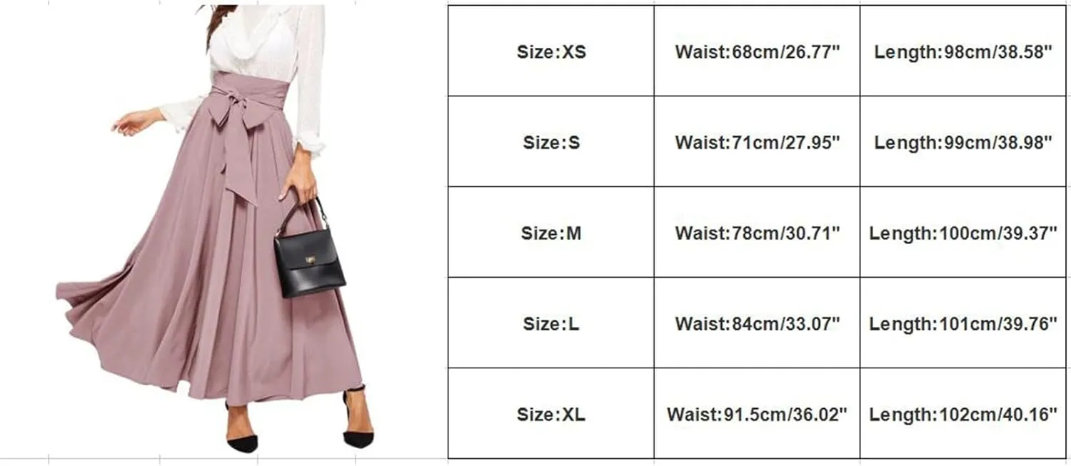 High Waisted Skirts for Women Asymmetrical Draped Hem Flowy Midi Length Bohemian Skirt with Adjustable Waist Tie
