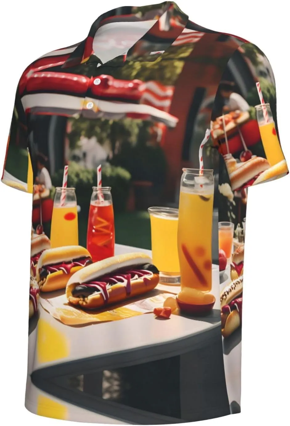 Hot Dogs and Lemonade Print Men's Polo Shirts Short Sleeve Moisture Wicking Shirts Fashion Golf Shirts
