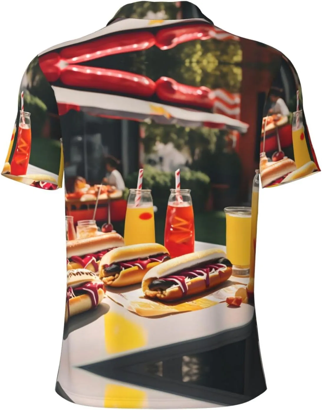 Hot Dogs and Lemonade Print Men's Polo Shirts Short Sleeve Moisture Wicking Shirts Fashion Golf Shirts