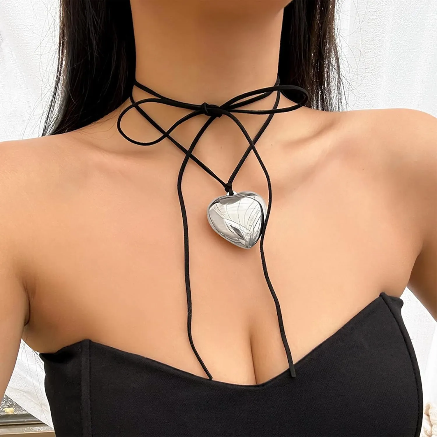 HUASAI Boho Choker Necklaces for Women Trendy Long Necklaces Layered Leather Choker Necklace Country Concert Outfits Bohemian Suede Turquoise Necklaces Western Jewelry Outfits for Women