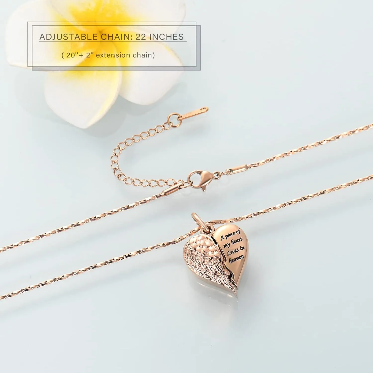 Imrsanl Heart Cremation Urn Necklace Pendant for Human Ashes - A Piece of My Heart Lives in Heaven Memorial Keepsakes Cremation Jewelry