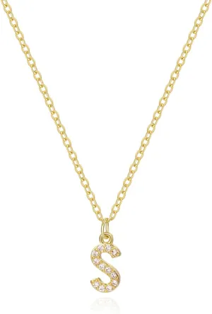 INENIMARTJ Gold Initial Necklaces for Women Trendy Gold Letter Necklace Dainty Rhinestone Initial Necklaces Simple Cute A-Z Pendant Necklaces for Womens Costume Accessories