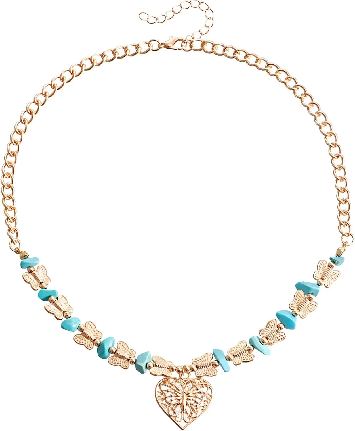 Initial Necklaces for Women Turquoise Beads Necklace Long Knotted Stone Multi Strand Layer Necklace Handmade