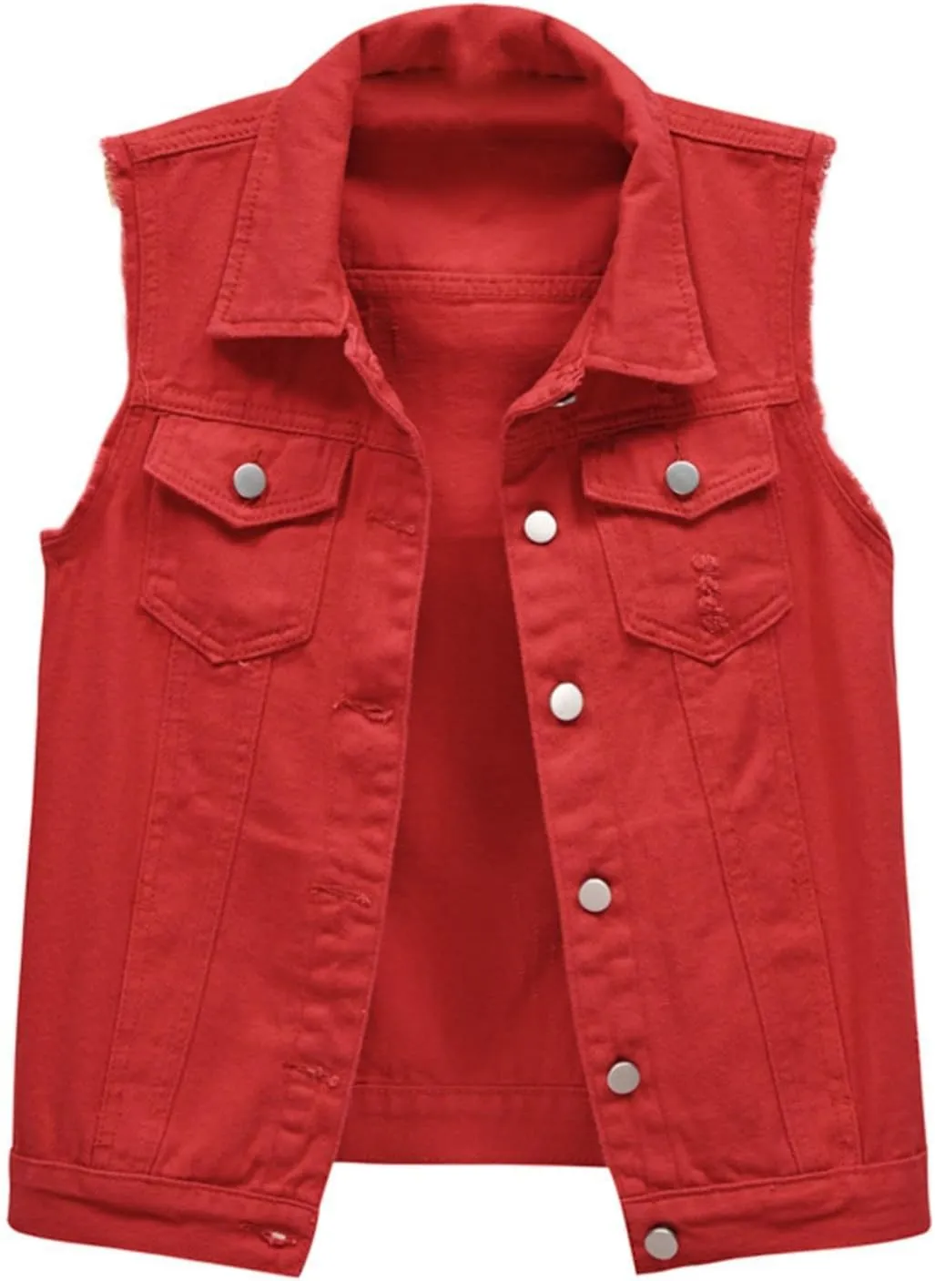 Jean Vest Top for Women Womens Denim Vest Sleeveless Cropped Denim Jacket Button Down Jean Waistcoat with Pockets