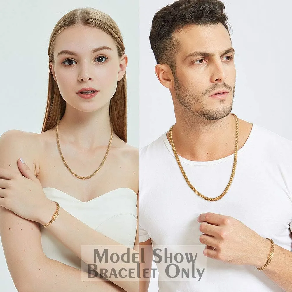 Jewelry Kingdom 1 Gold Cuban Link Chain Necklace or Bracelet for Men 15mm 18K Stainless Steel Chunky Thick Heavy Miami Curb Chains 8-30 inch Valentines Jewelry