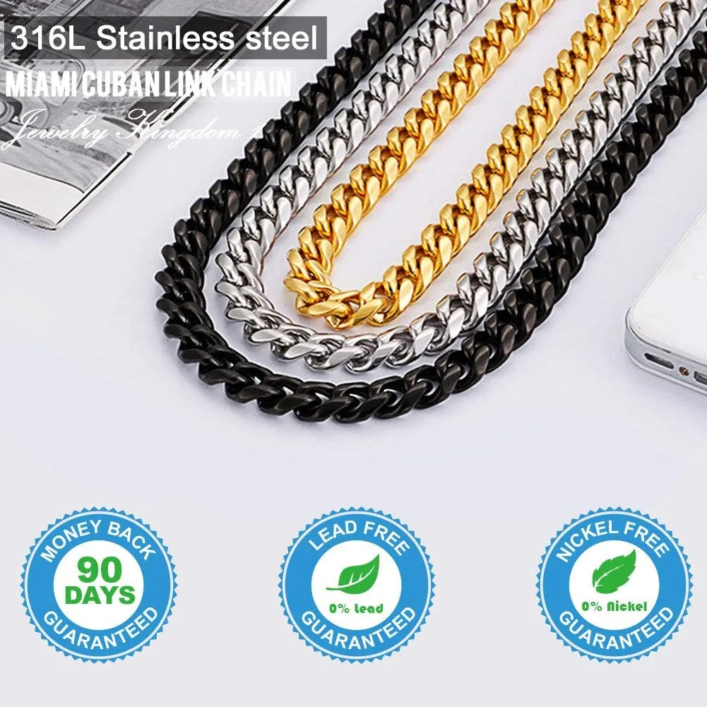 Jewelry Kingdom 1 Gold Cuban Link Chain Necklace or Bracelet for Men 15mm 18K Stainless Steel Chunky Thick Heavy Miami Curb Chains 8-30 inch Valentines Jewelry