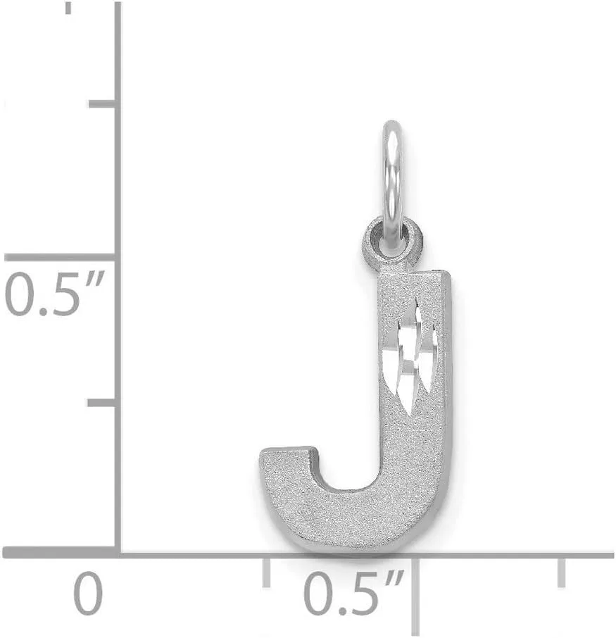 JewelryWeb 14k White Gold Satin Solid Sparkle Cut Letter Name Personalized Monogram Initial Charm 14x10mm Pendant Necklace for Women