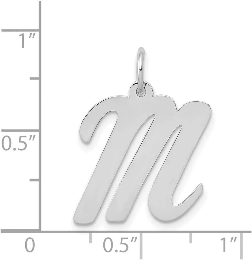 JewelryWeb 14k White Gold Solid Polished Laser cut Large Script Letter Name Personalized Monogram Initial Charm 18.29x15.39mm Wide Pendant Necklace for Women