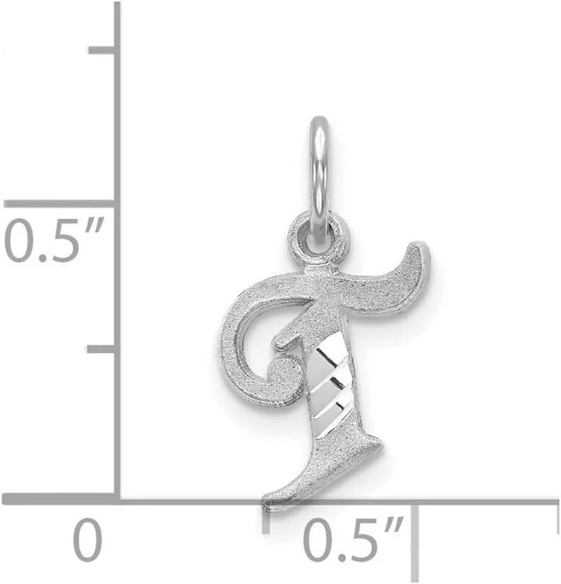 JewelryWeb 14k White Gold Solid Satin Sparkle Cut Letter Name Personalized Monogram Initial Charm 11x9mm Pendant Necklace for Women