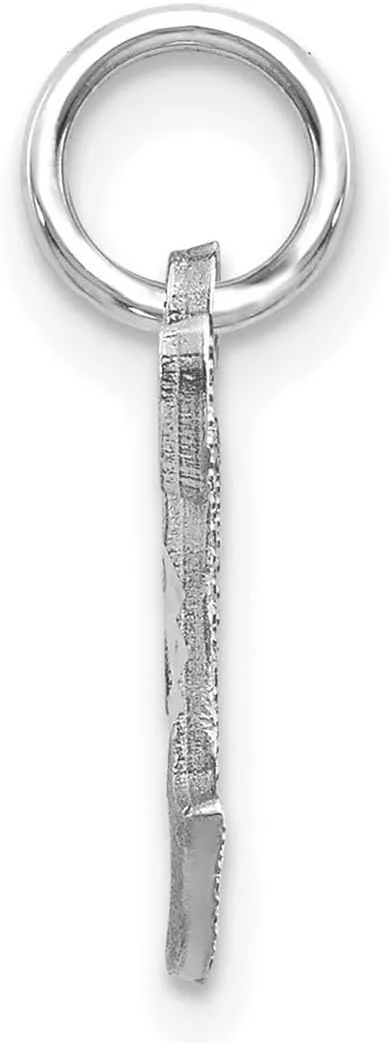 JewelryWeb 14k White Gold Solid Satin Sparkle Cut Letter Name Personalized Monogram Initial Charm 11x9mm Pendant Necklace for Women