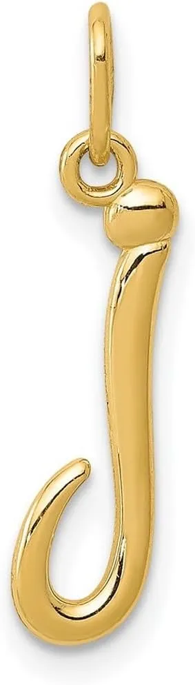 JewelryWeb 14k Yellow Gold Polished Letter Name Personalized Monogram Initial Charm Pendant Necklace for Women