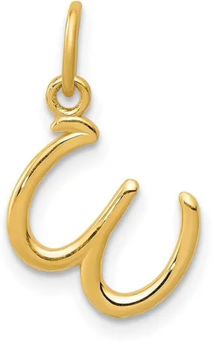 JewelryWeb 14k Yellow Gold Polished Letter Name Personalized Monogram Initial Charm Pendant Necklace for Women