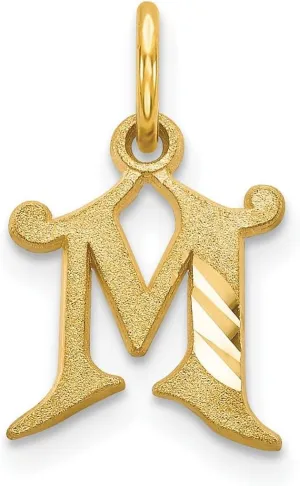 JewelryWeb 14k Yellow Gold Solid Sandblast finish Letter Name Personalized Monogram Initial Charm 17x9.1mm Pendant Necklace for Women