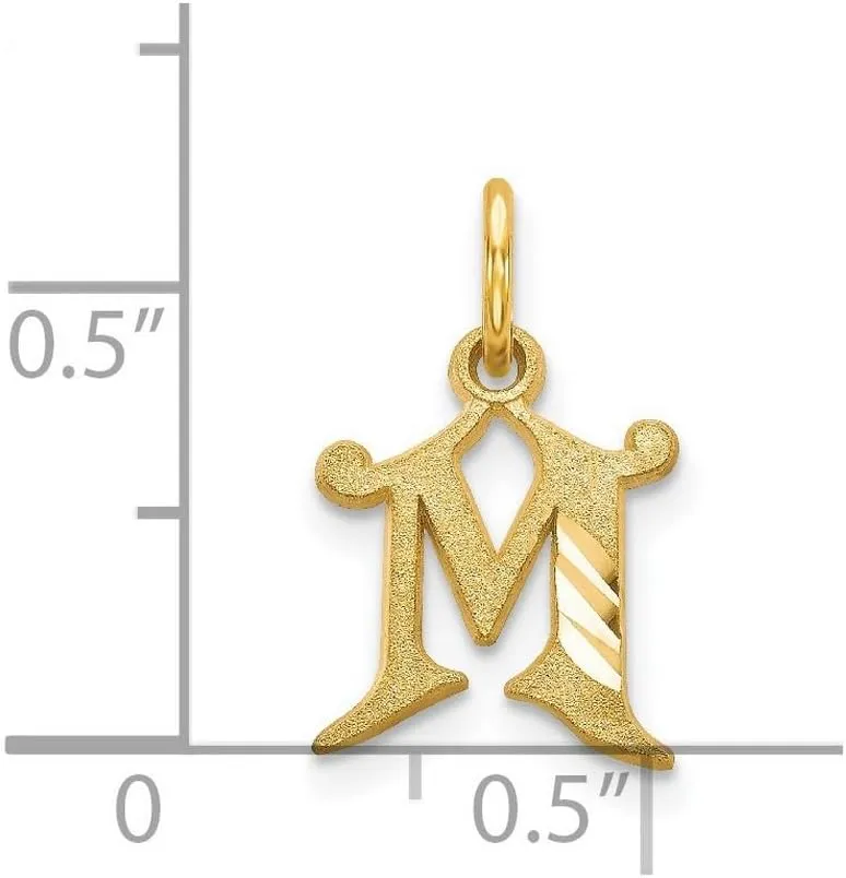 JewelryWeb 14k Yellow Gold Solid Sandblast finish Letter Name Personalized Monogram Initial Charm 17x9.1mm Pendant Necklace for Women