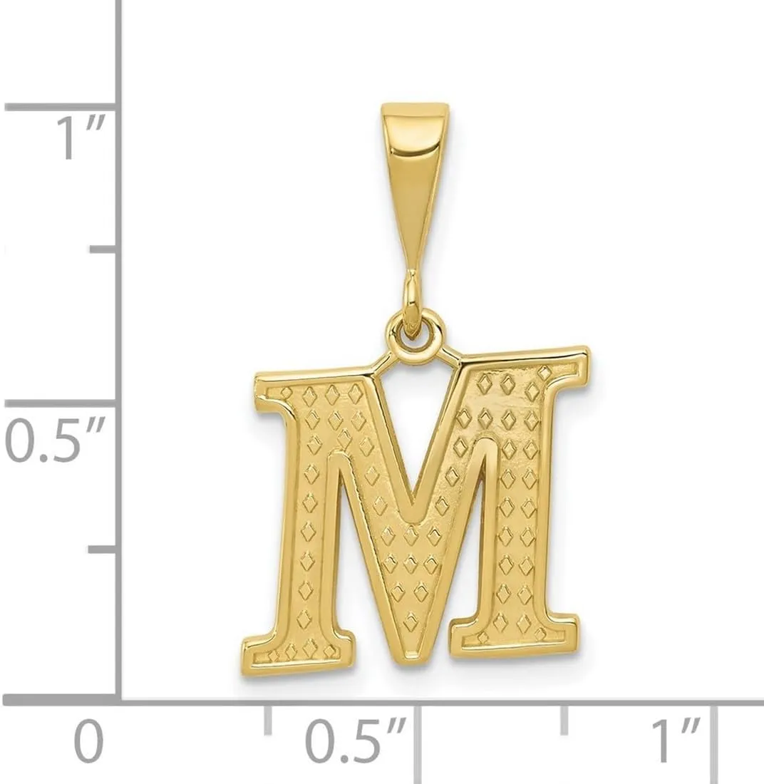 JewelryWeb 16mm 10k Solid Yellow Gold Letter Name Personalized Monogram Initial Pendant Necklace-Pendant for Women
