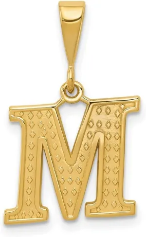 JewelryWeb 16mm 10k Solid Yellow Gold Letter Name Personalized Monogram Initial Pendant Necklace-Pendant for Women