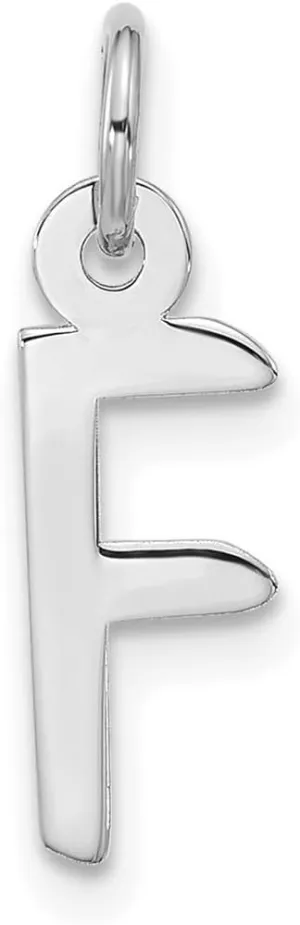 JewelryWeb 6.3mm 10k White Gold Large Slanted Block Letter Name Personalized Monogram Initial Charm Pendant Necklace for Women