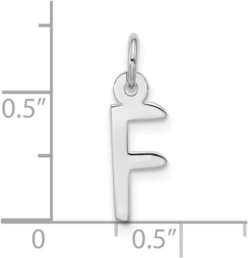 JewelryWeb 6.3mm 10k White Gold Large Slanted Block Letter Name Personalized Monogram Initial Charm Pendant Necklace for Women